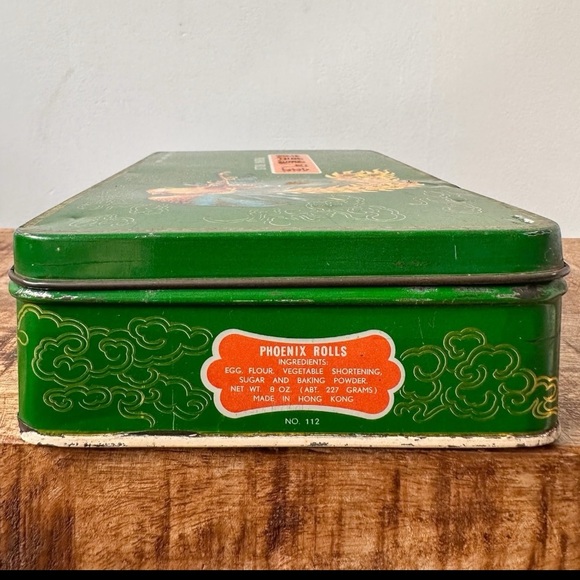 Golden Phoenix Green Enamel Tin Stash Box - Picture 3 of 9